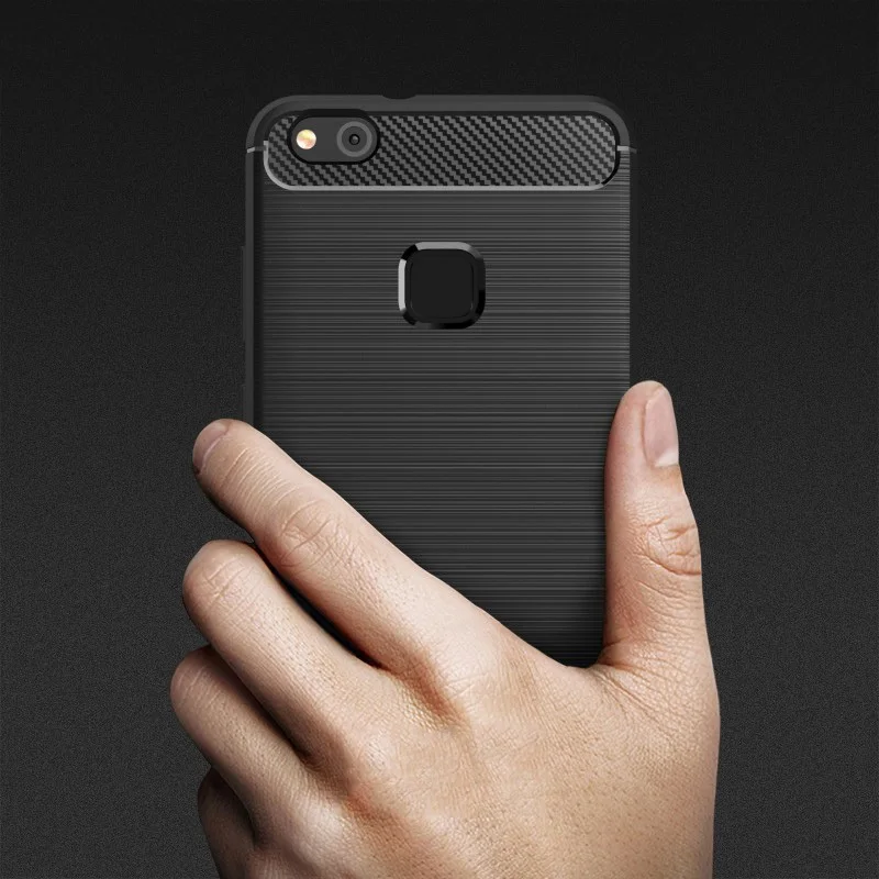 Huawei P10 lite Case Silicone Plus Cases Phone Brushed Carbon Fiber Soft 2017 NewBack Cover G8 Nova |