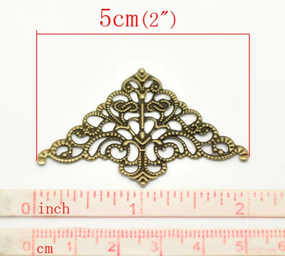 DoreenBeads с бронзовой филигранью под старину Треугольники Обертывания Разъемы 5 см х