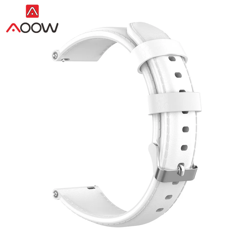 White 20 мм 22 мм ремешок из натуральной кожи для samsung Galaxy Watch 42 мм 46 мм Active gear Sport S3 S2 быстросъемный браслет ремешок - Цвет ремешка: White
