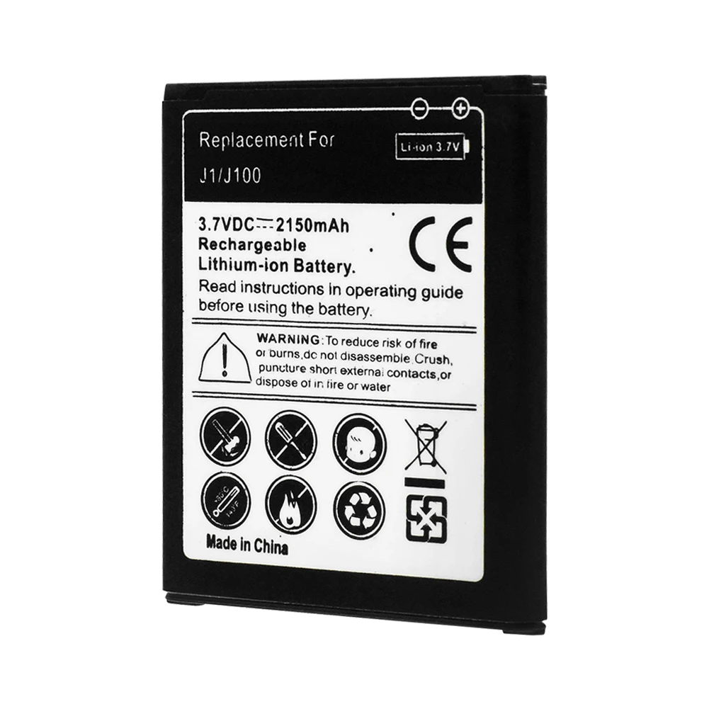 black Новая запасная батарея для сотового телефона 55x49x5 мм 28g 3,7 V Вольт 2150mAh литиевая аккумуляторная батарея для samsung Galaxy J1/J100 - Цвет: black