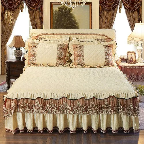 Bed skirt 6 Флисовый теплый комплект для кровати с юбкой, покрывало для кровати, кружевное покрывало, Комплект постельного белья принцессы, Комплект постельного белья для королевы и королевы, Комплект постельного белья, наволочка для подушки - Цвет: Bed skirt 6