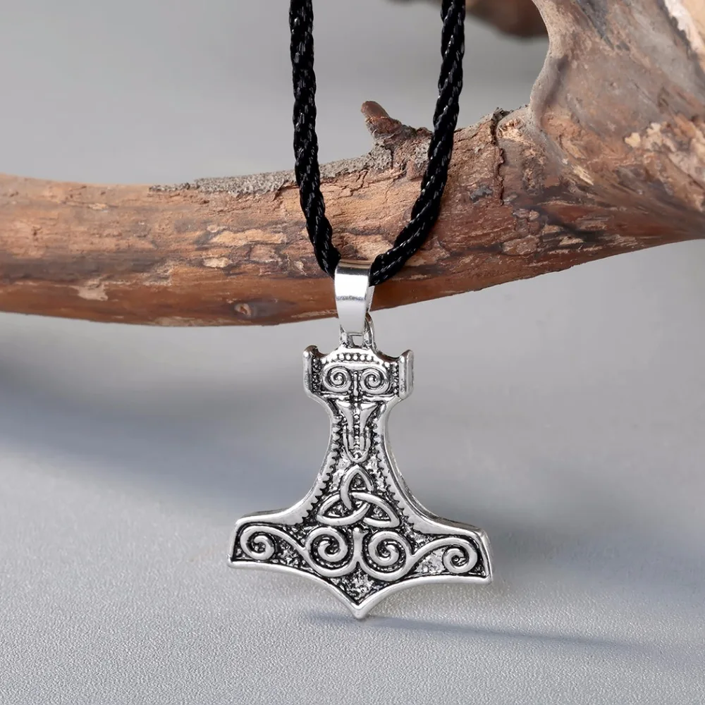 Мужское ожерелье в скандинавском стиле QIMING серебряное с молотом Тора Mjolnir Norse