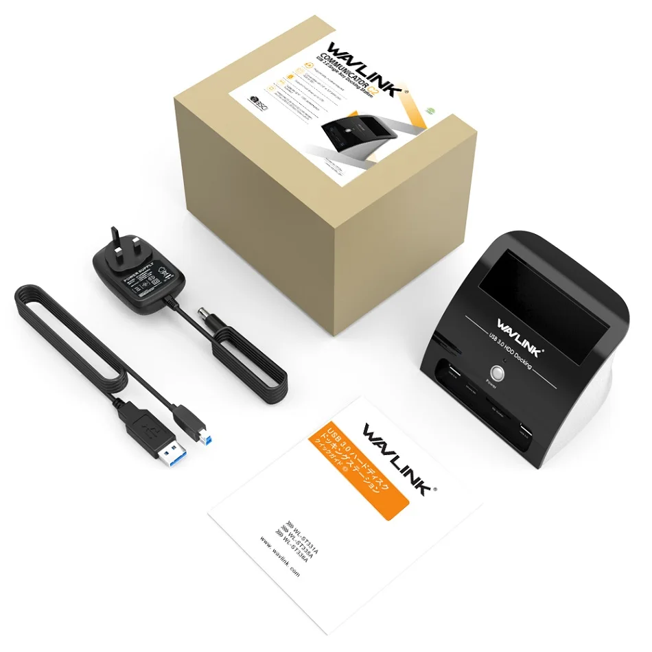 UK plug Wavlink 2," 3,5" SATA HDD док-станция USB 3,0 концентратор жесткий диск Внешний корпус кардридер слот Micro SD для 2," 3,5" HDD SDD - Цвет: UK plug