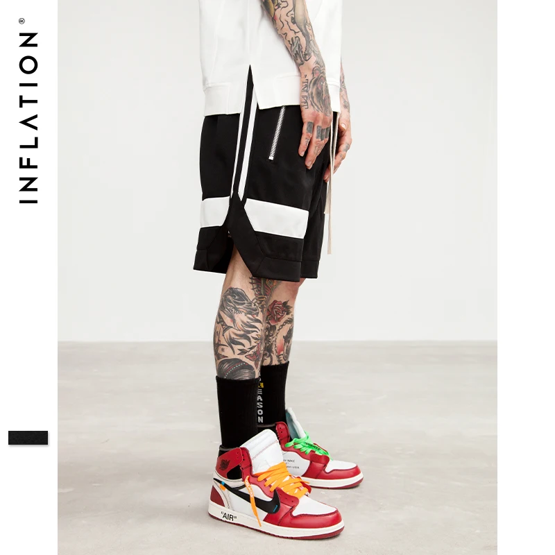 INFLATION мужские шорты хип хоп бренд одежда Streetwear Draw Rope молния джоггеры Сетка
