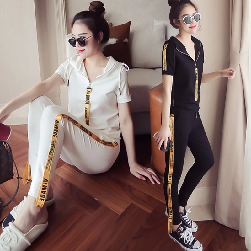 

Youth clothing for women tracksuit for women 2 piece set Loose size clothing for women Knitted pullover Hooded tops + pants 4558