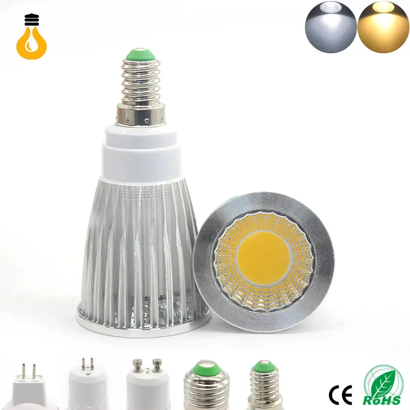 Вел прожектор 9 W 12 15 светодиодные фонари E27 E14 GU10 GU5.3 220 V MR16 COB лампы теплый белый