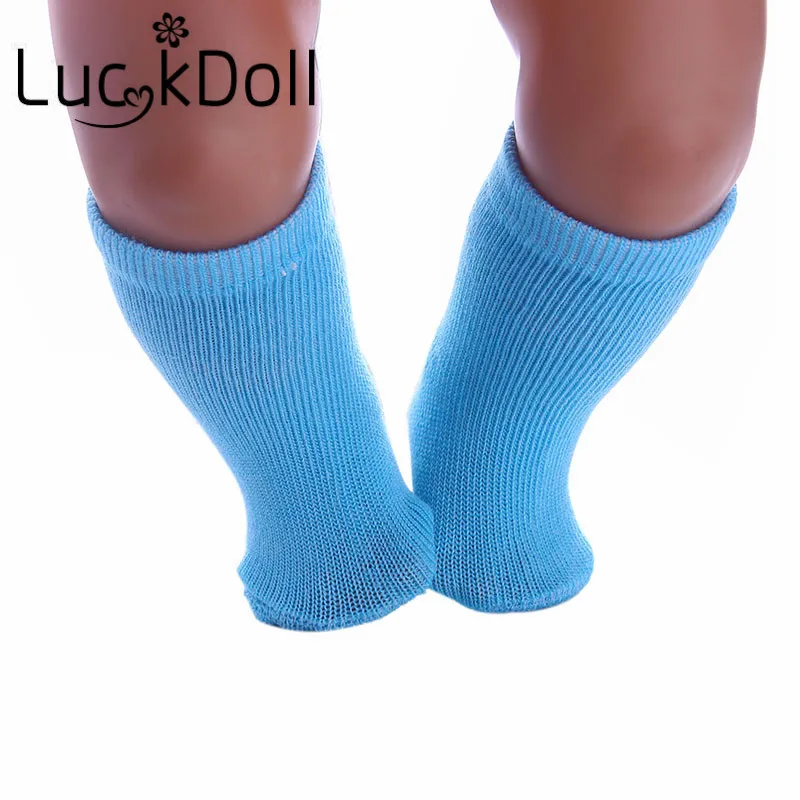 Однотонные носки трубы среднего размера LUCKDOLL белые подходят для куклы реборн 18
