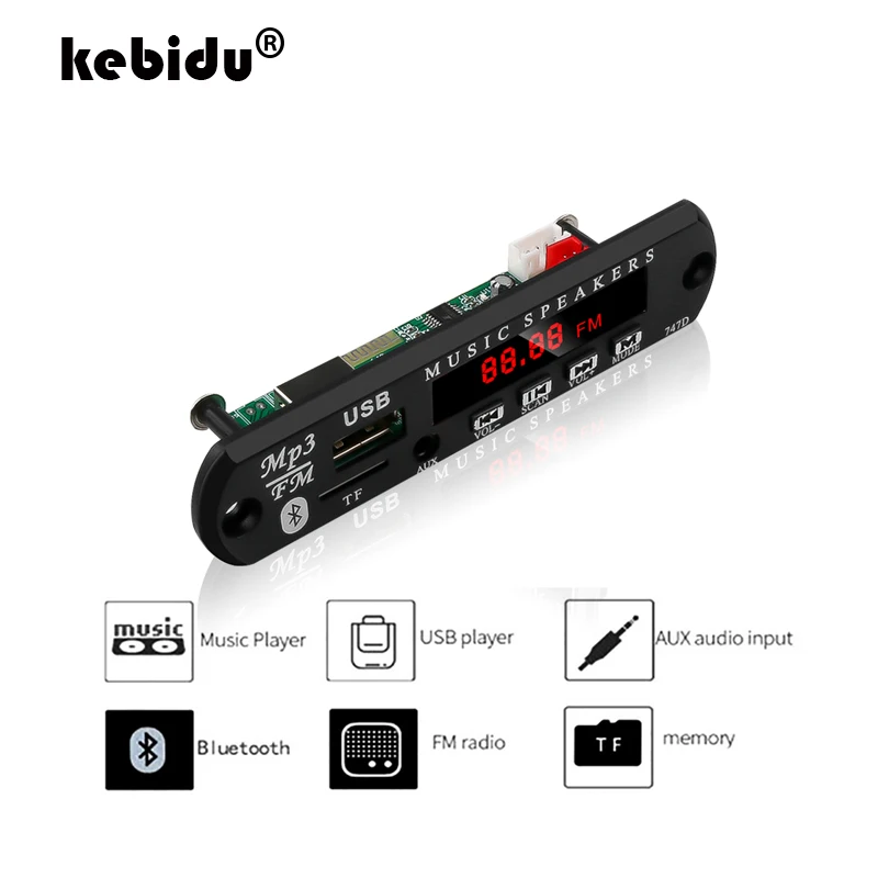Kebidu беспроводной Bluetooth 5 в 12 В MP3 WMA декодер плата аудио модуль USB TF радио для