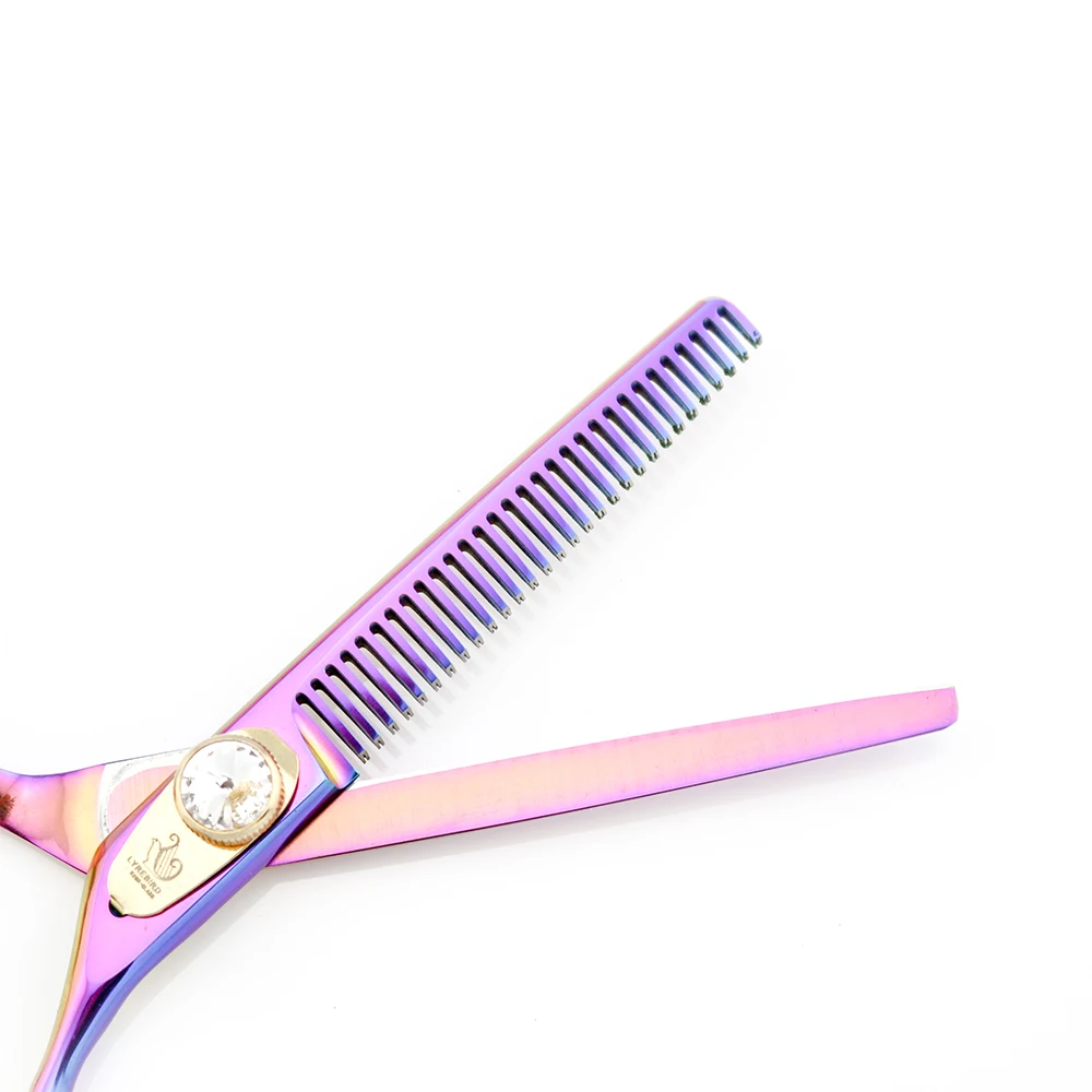 Радужные ножницы для волос 5 дюйма филировки большой белый камень Lyrebird