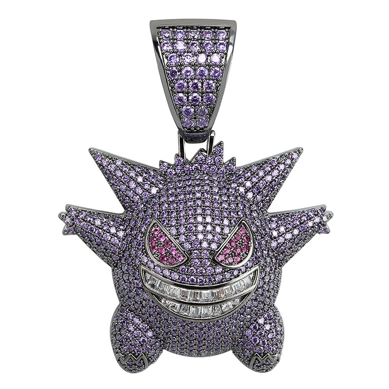 Хип-хоп Фиолетовый AAA CZ Циркон проложенный Bling Iced Out кулон и ожерелье для мужчин