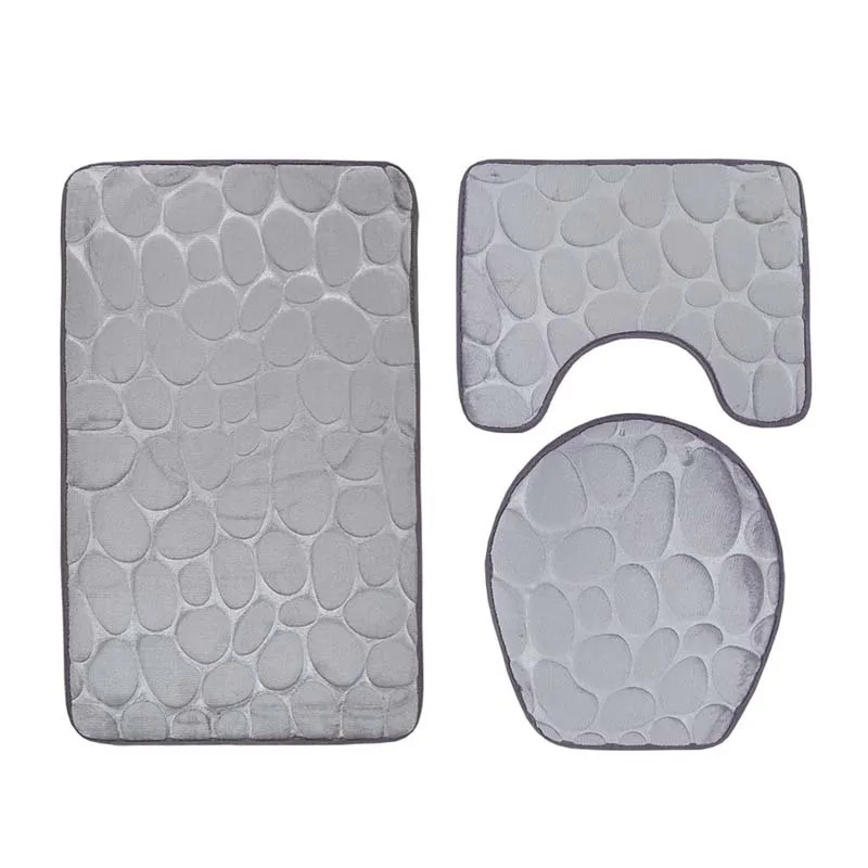 grey 3pcs 3 шт./компл. коврик для ванной комнаты Набор фланель анти-скольжения Кухня ковры Ванная комната ковролин U Форма коврики для туалета крышка коврики моющиеся ковры коврик - Цвет: grey 3pcs