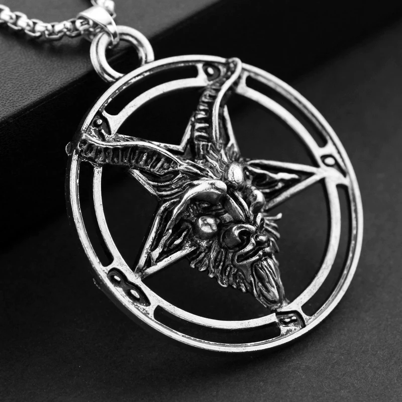 Ожерелье с подвеской в виде головы козы|pendant necklace|necklace for meninverted pentagram |