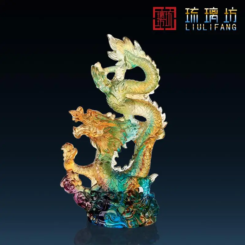 Китайский Зодиак дракон стеклянные украшения для дома вина офисные фэн шуй | Дом