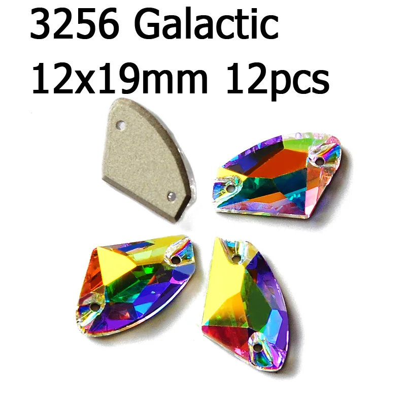 Galactic 12x19mm12pc Кристалл AB пришить стразы различные Стразы радужные бусины Стразы для шитья ювелирных изделий платье гимнастика украшения одежды - Цвет: Galactic 12x19mm12pc
