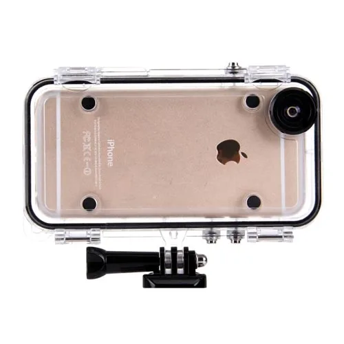 Спорт для iPhone 6 6 S Plus водонепроницаемый чехол для сотового телефона с широкоугольным объективом 170 градусов, совместимый с аксессуарами GoPro - Цвет: Black