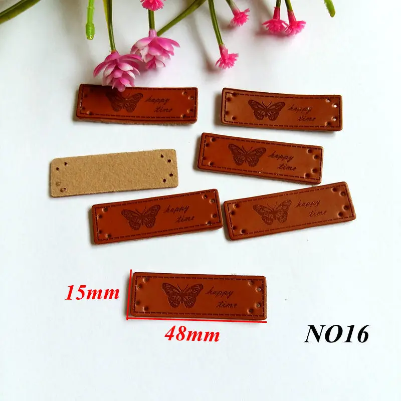 40 шт. кожаные бирки "Hand Made", синтетическая бирка из искусственной кожи, бирка для шитья, аксессуары для сумок/брюк, кожаная нашивка - Цвет: NO16