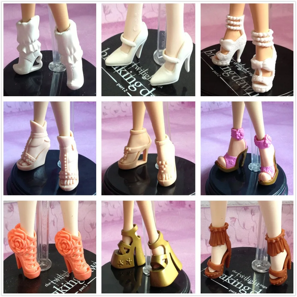 10Pairs/lot Beautiful Many Styles Colors High Quality Sandals Boots For Barbies Original Fashion Doll Heel Shoes Girl Gift Toy | Игрушки и
