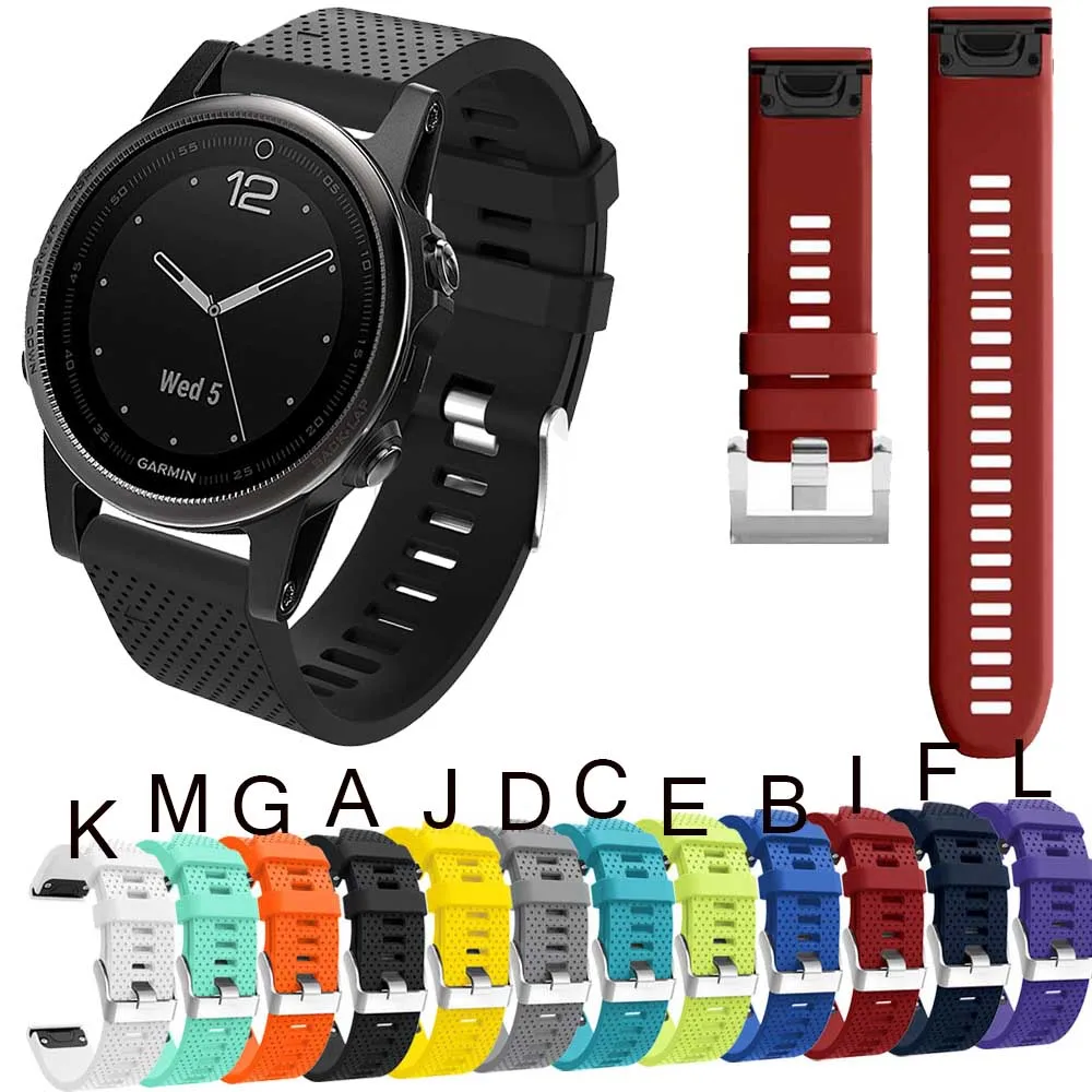26 22 20 мм ремешок для часов Garmin Fenix 5X5 5S 3 3HR D2 S60 gps часы быстросъемные силиконовые Easyfit ремешок