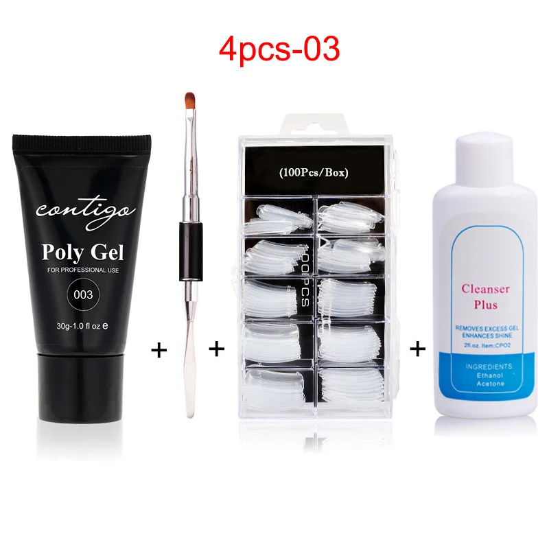 4pcs-03 CONTIGO 30 г полигель, полигель для ногтей, полигель, 10 цветов, строительный полигель, УФ акриловый гель для наращивания ногтей, дизайн лака, гибридный лак - Цвет: 4pcs-03