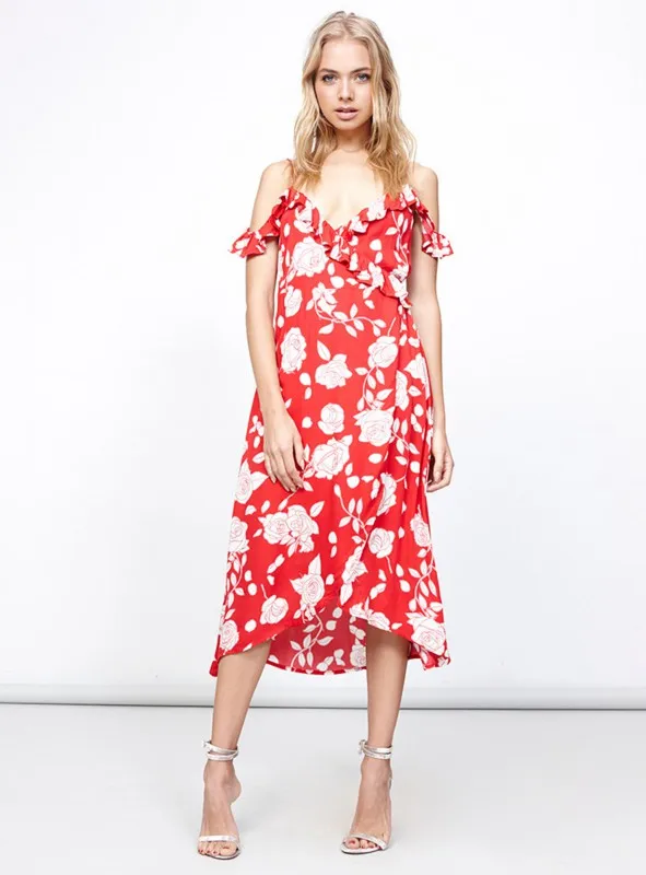 2017 Европа и Америка Boho Стиль элегантность красный цветочный Спагетти ремень