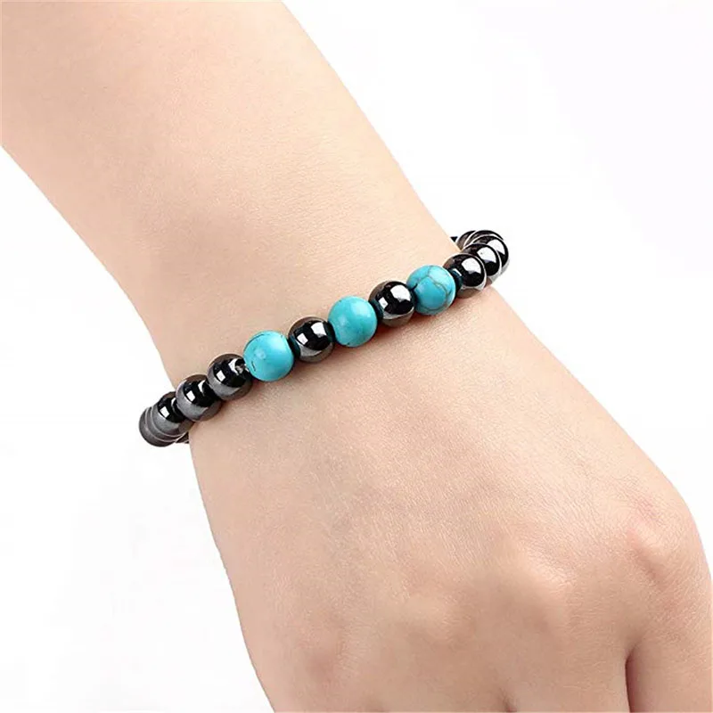 Новое поступление 8 мм синие браслеты из бусин натурального камня нанизанных на