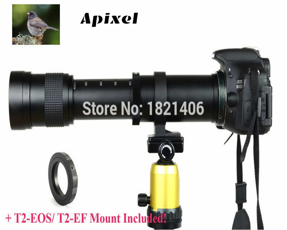 Новый 420 800 мм f/8.3 16 супертелеобъектив ручной зум + T2 адаптер для canon Nikon Камера|for