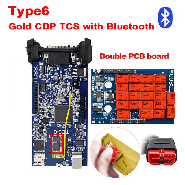 5 шт./лот CDP TCS Pro plus OBD Bluetooth,00 keygen программное обеспечение Автомобильный грузовик диагностический инструмент obd2 сканер Код считыватель PK MVD - Цвет: Gold case bluetooth