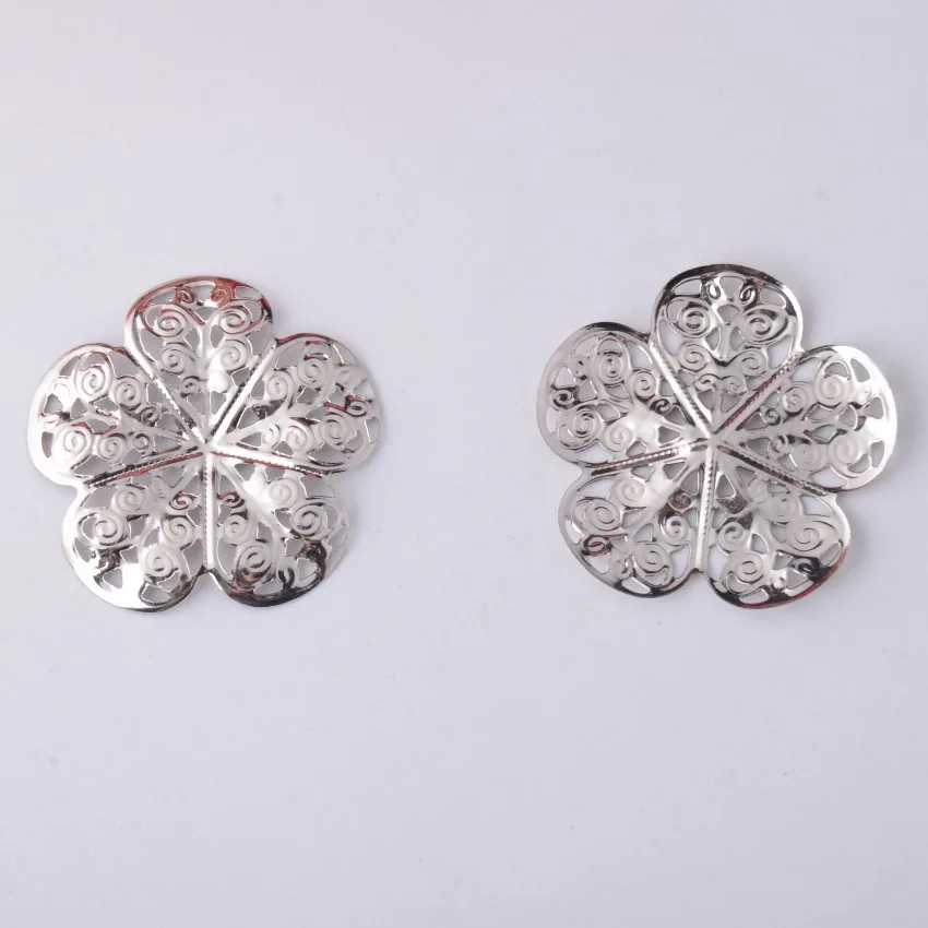 

Free shipping 10Pcs Silver Tone Filigree Wraps Flower Connectors Metal Crafts Gift Decoration DIY Findings 3.5cm x 3.5cm F0397