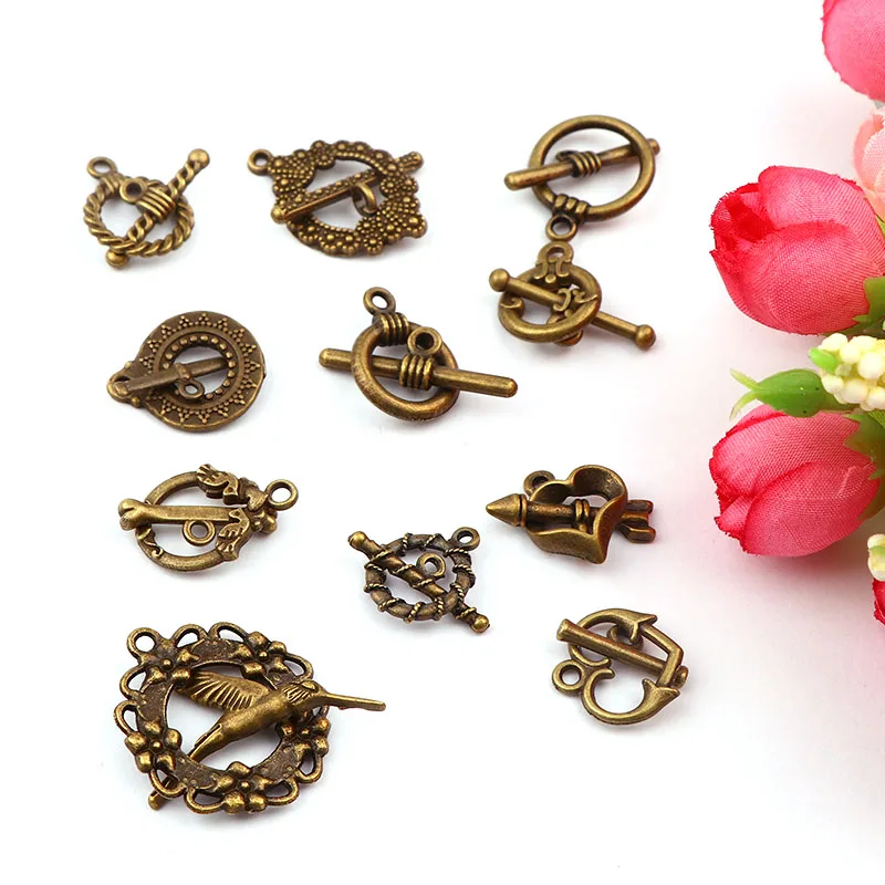

Heart Antique Bronze Color OT Toggle Buckle Connectors Bracelet Necklace Clasps DIY Jewelry Findings Accessories