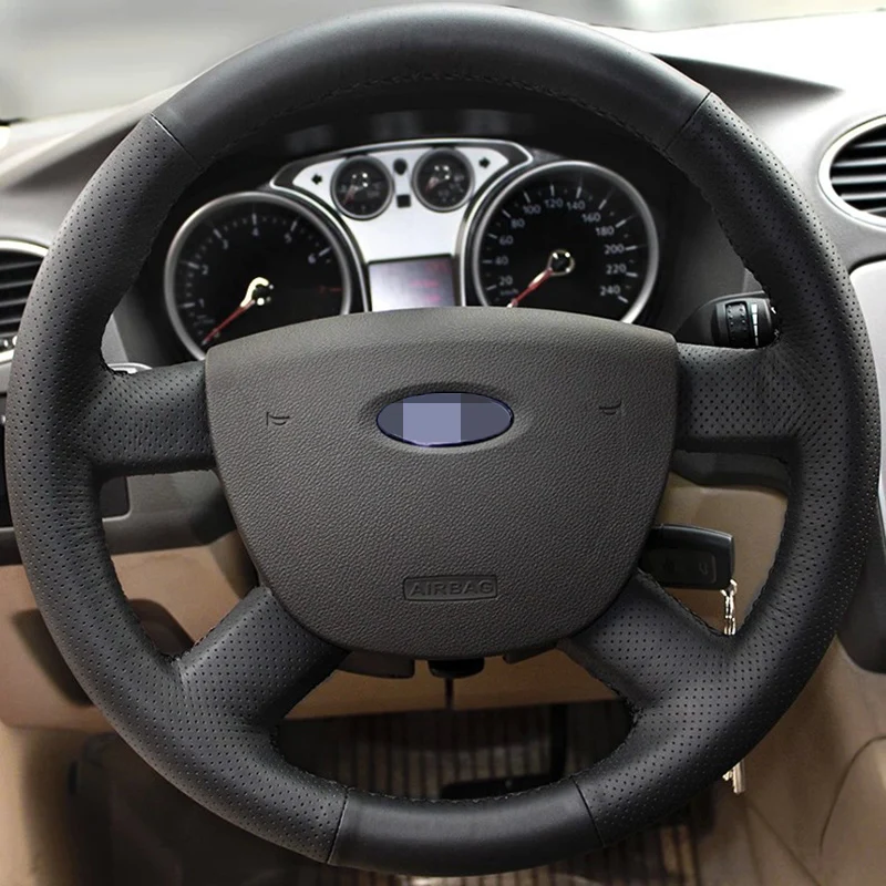 AppDee черная искусственная кожа Чехол рулевого колеса автомобиля для Ford Focus 2 2005 2006