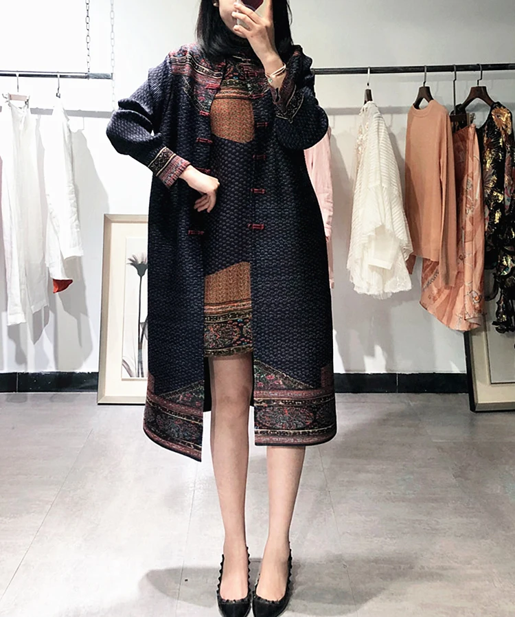 Miyake/, винтажное платье трапециевидной формы с воротником-хомутом и рукавом в складку