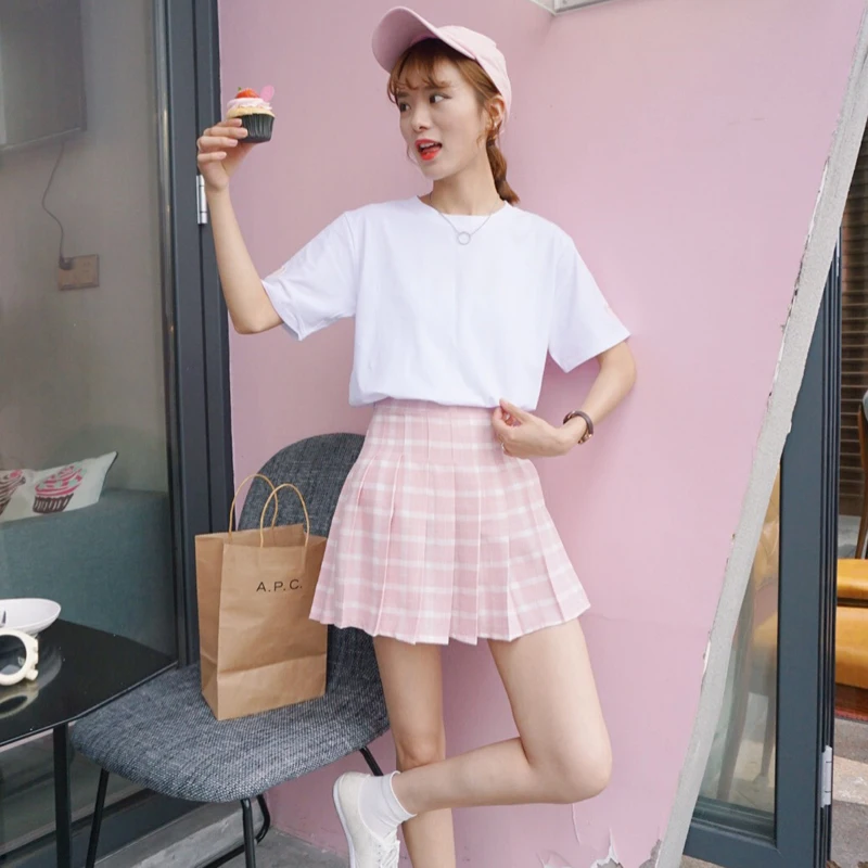 2019 корейский розовый рок Летний стиль harajuku рубашка Женская kawaii Любовь персик в