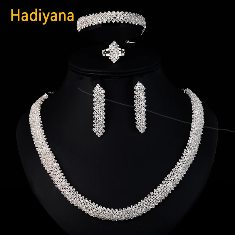 HADIYANA Модный Ювелирный Набор для девочек привлекательные Свадебные ювелирные