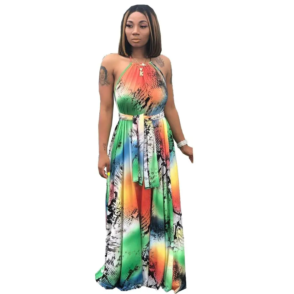 2019 женское летнее леопардовое платье без бретелек с шарфом открытая спина