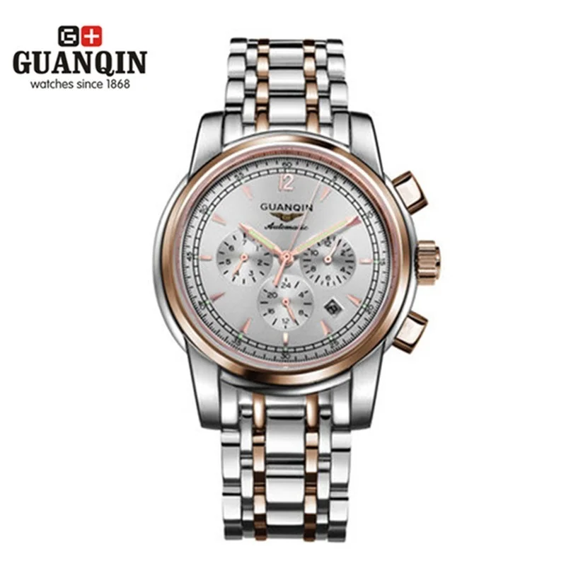 Часы ведущей марки GUANQIN мужские роскошные Reloj часы с большим циферблатом