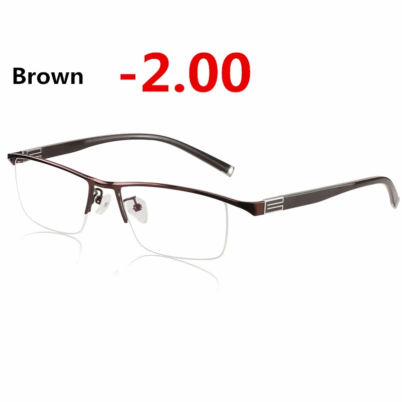 Brown -2.00 Титановый сплав солнцезащитные фотохромные очки для близорукости оптические мужские очки по назначению очки оправа Половина обода очки с диоптриями очки-1-2-3-4 - Цвет оправы: Brown -2.00