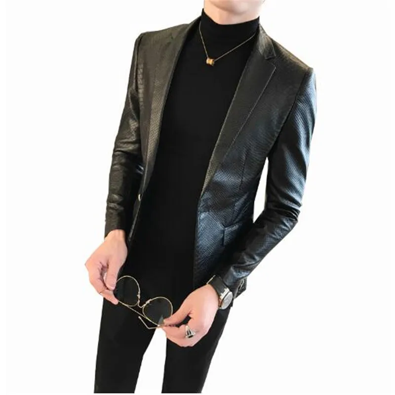 Новинка Осень 2021 мужская куртка из змеиной кожи деловой повседневный костюм