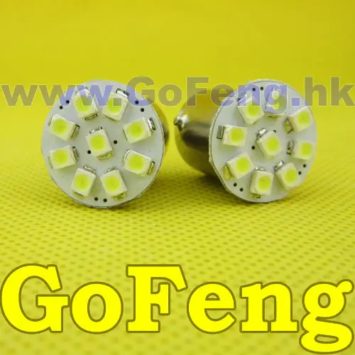 100 шт./лот 12 В 24 в авто Светодиодная лампа S25 9SMD 1156 1157 Bay15d BA15S 9 светодиодов SMD 1210 3528