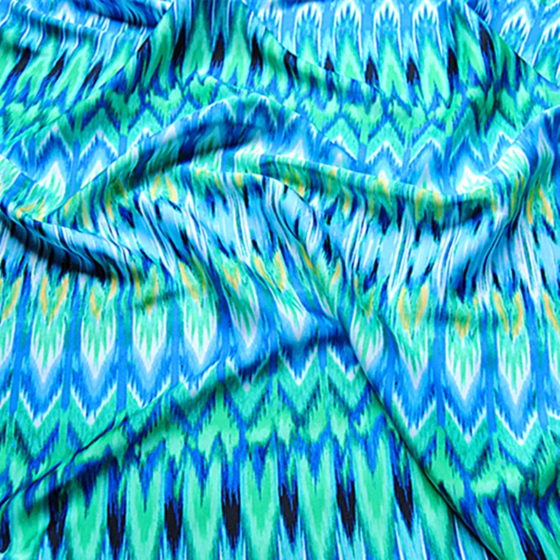 

Непрозрачная Высококачественная богемная симфоническая синяя сатиновая шифоновая ткань с принтом Лето сквозь гладкую