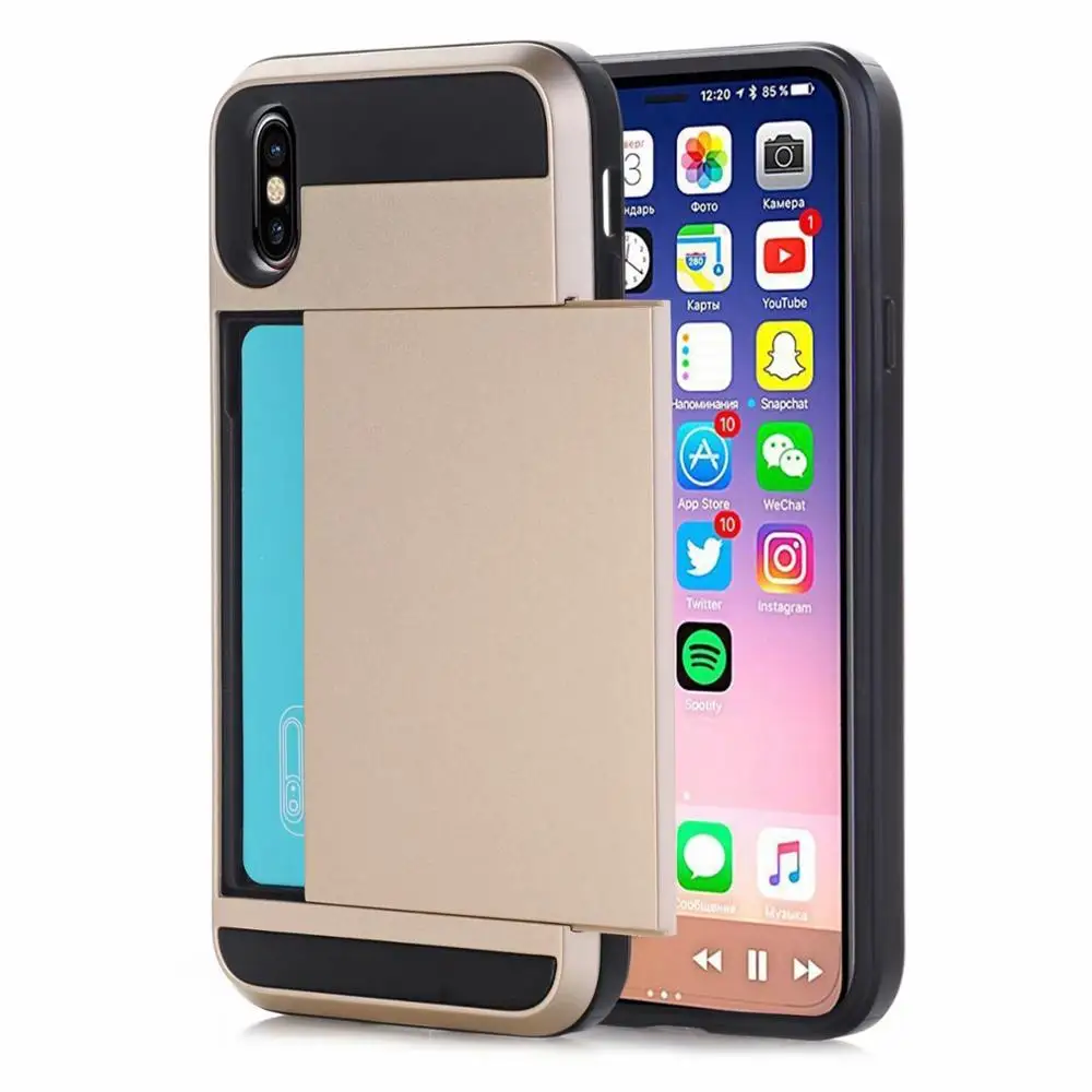 Гибридный армированный чехол из ТПУ для iPhone XS Max XR X чехол-бумажник Samsung S10 Plus Note 9
