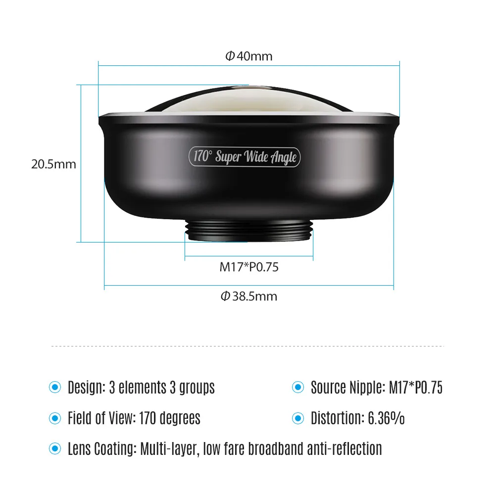 APEXEL APL HD5SW 170 градусов супер широкоугольный объектив для смартфона с