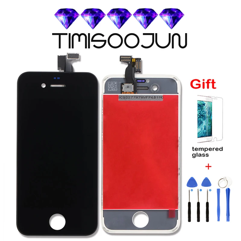 10 шт. для iphone 4 4s ЖК-дисплей Сенсорный экран дигитайзер сборки Black &amp White Цвет