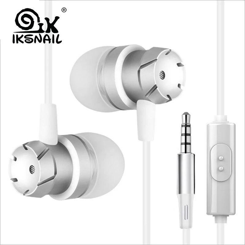 IKSNAIL спортивные наушники с 3 5 мм вкладыши микрофоном для телефона наушников