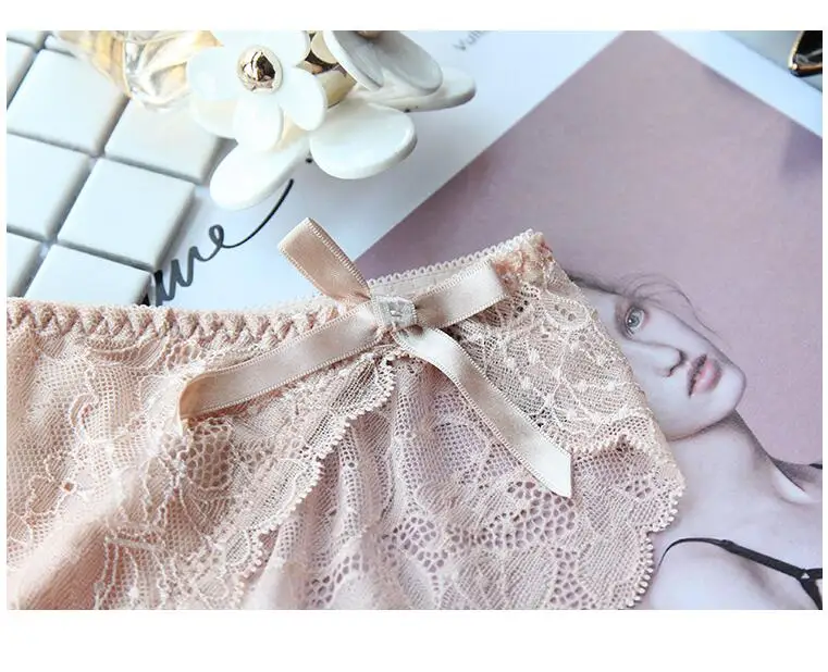 Трусики женские кружевные с бантом и жемчугом в японском стиле|pearl underwear|underwear