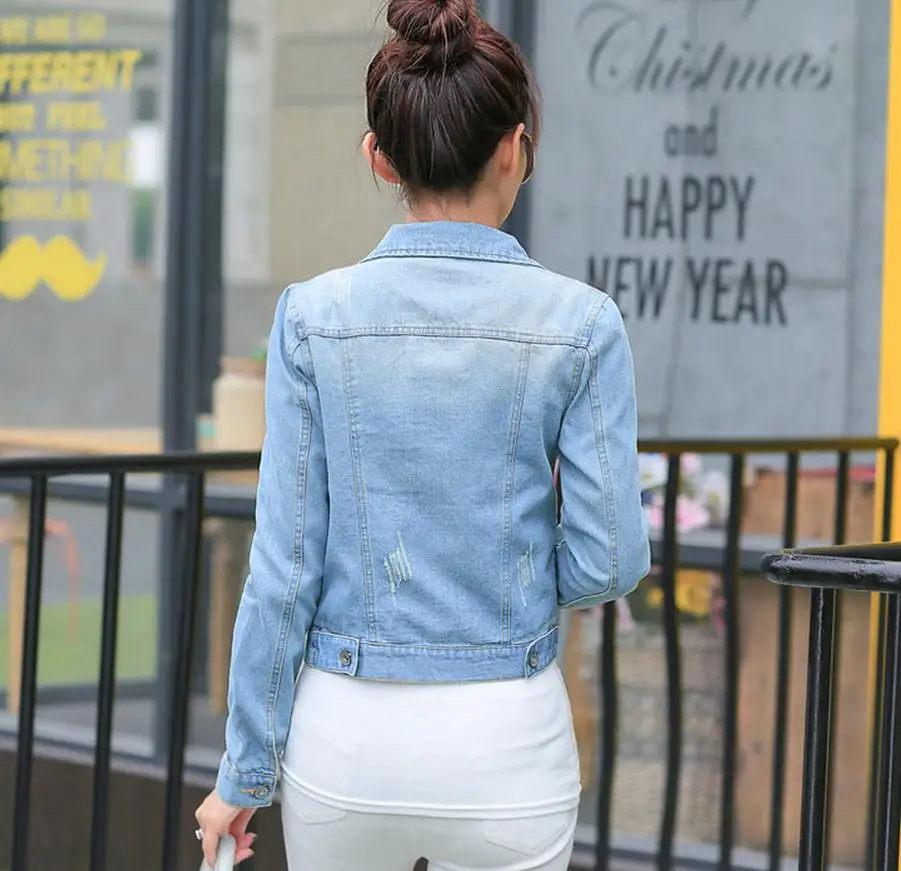 2020 Осенняя джинсовая куртка женская модная повседневная тонкая короткая