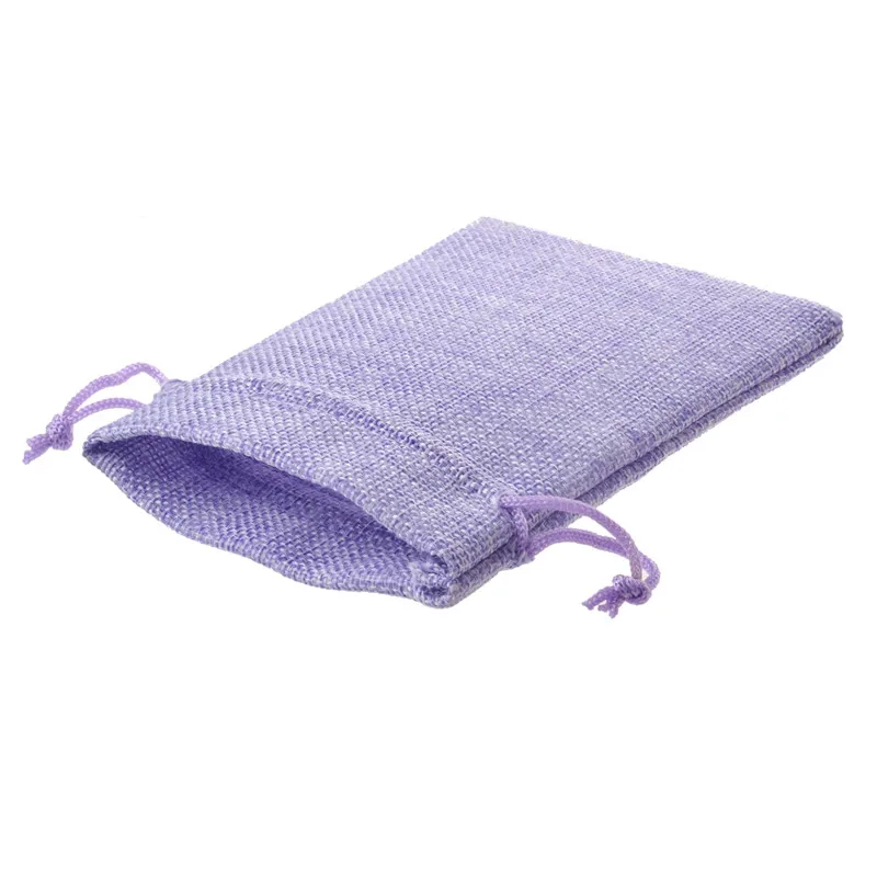 50 шт./лот фиолетовый мешковины drawstring джут ювелирные изделия упаковки Дисплей