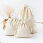 Мини-сумка из 100% хлопка на шнурке, 4 размера, однотонная, Подарочная сумка для дня рождения, свадьбы, сумка для покупок