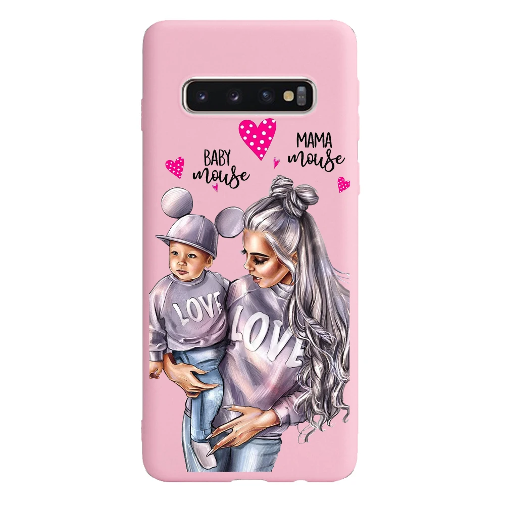 Черные коричневые волосы для мамы и малыша девушка Coque нежно розовый силиконовый