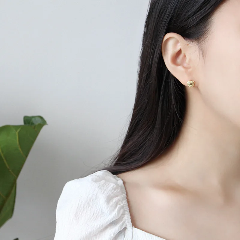 

925 sterling silver love heart stud earrings for women pendientes mujer, cute mini earings girl gifts aretes brincos jewelry