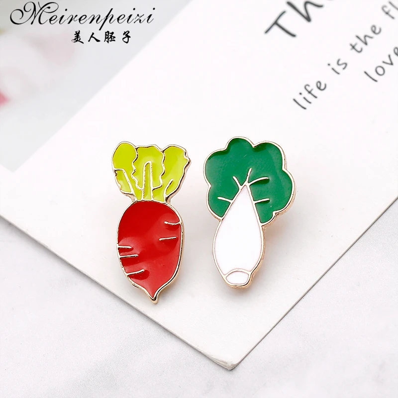 Meirenpeizi Cabbage and Carrot Pins Lapel pin Easter Jewelry Plant Enamel Brooches for Woman men girls | Украшения и аксессуары